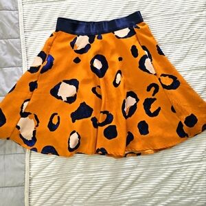 3.1 Phillip Lim Stylish Orange and Navy Blue Leopard Print Skirt Size 2
